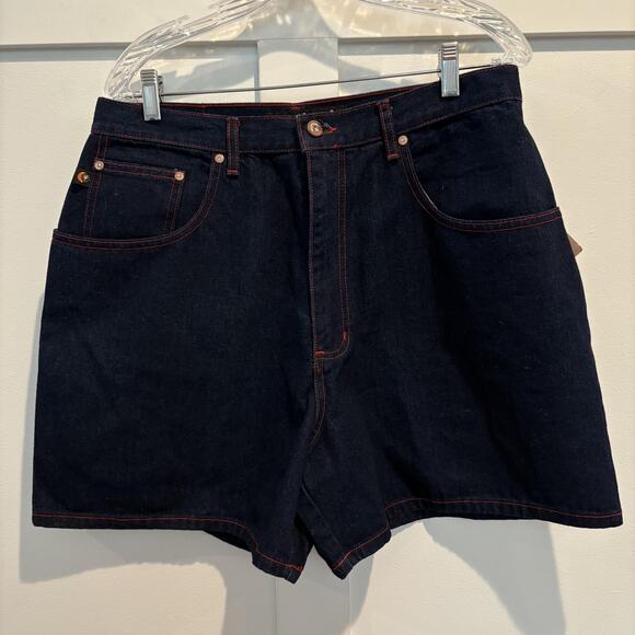 NWT Y2K Second Generation Denim Shorts Women 16 Dark Rhinestone Star Pockets - Picture 9 of 16
